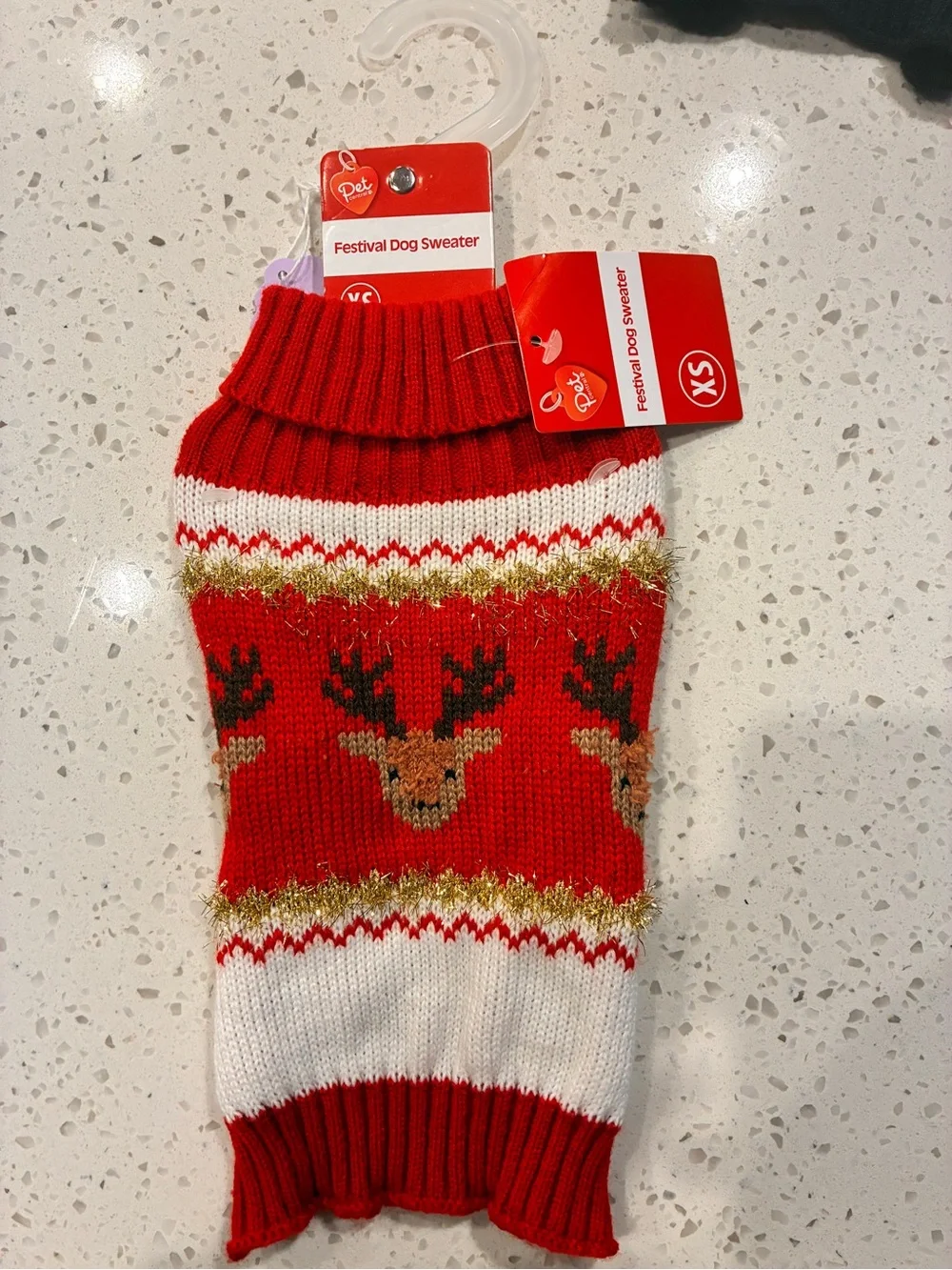 NWT Festive Reindeer Dog Sweater XS Christmas Holiday Pet Pullover